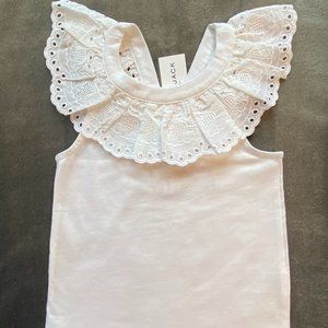 NWT Janie and Jack White Eyelet Lace Collar Top 4Y